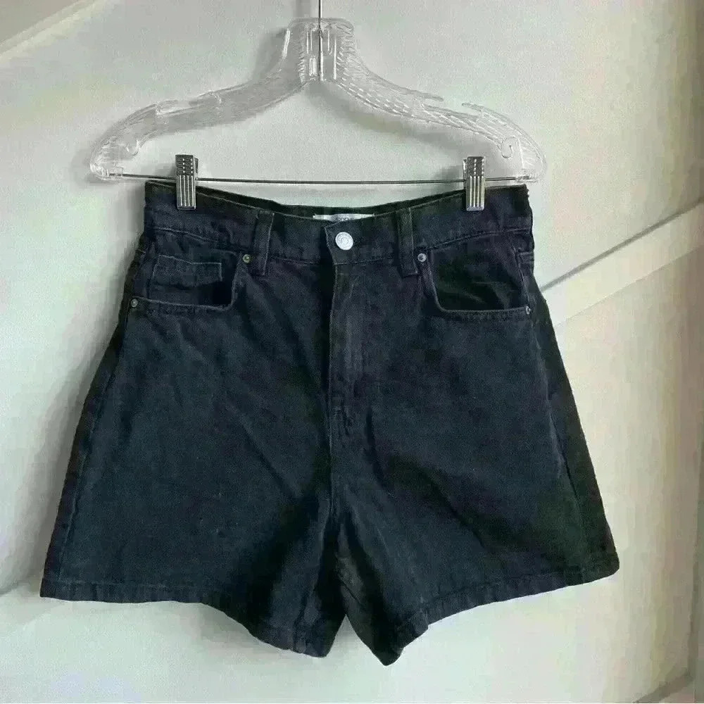 Ardene Mom Black High Rise Cotton  Denim Shorts size 5 (27) - Picture 4 of 8